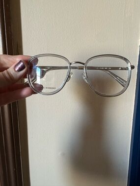 Rebecca Minkoff Transparent Frame Eyeglasses with Silver Trim